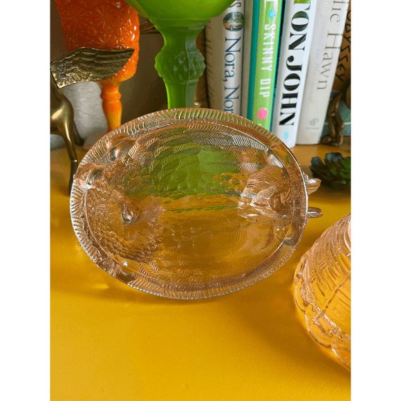 Vintage Mosser/LG Wright Pink Clear Glass 7-inch Hen On Nest - Picture 5 of 6